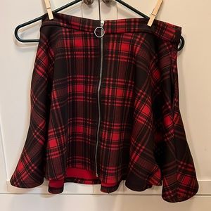 Red plaid skirt